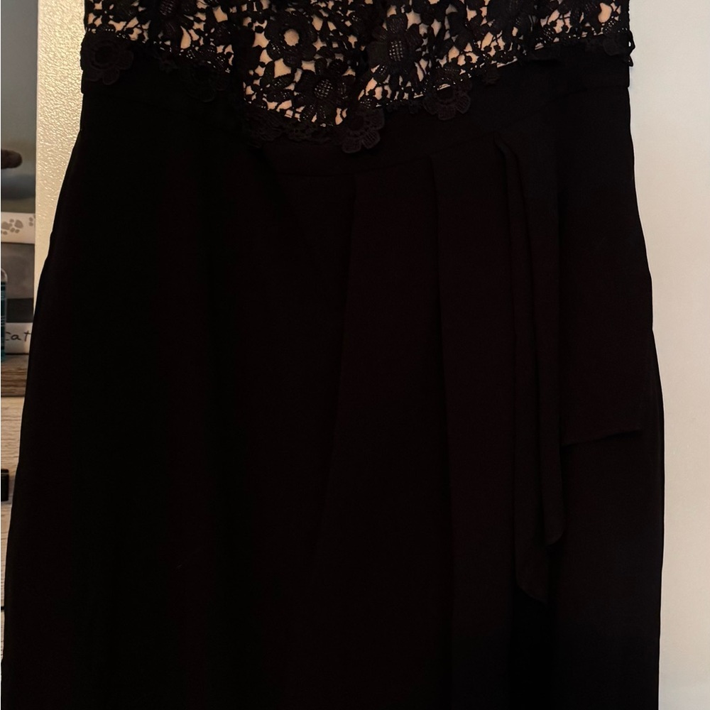 City Chic Black Floral Lace A-Line Skirt